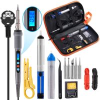 Wholesale 110 v w kit digital temperature control soldering iron lead free tips solder sucker with bag