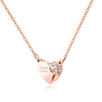 Wholesale Simple Lock Love Necklaces K Rose Gold Heart Drill Diamond Key Romantic Unique Designer Jewelry For Women Engagement Pendant Necklace Gift