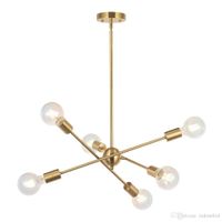 Wholesale Modern Sputnik Chandelier Lighting Lights Brushed Brass chandelier Mid Century Pendant Lighting Gold Ceiling Light Fixture for Hallway Bar