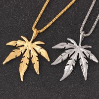 Wholesale New Gold Silver Plated Small Herb Charm Necklace Maple Leaf Pendant Necklace Hip Hop Jewelry Fashion Unisex Women Men Leaf Chain