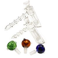 Wholesale New Glass Hammer Arm Perc Percolator Beaker Bubbler Water Pipe Glass Tobacco Pipe Ash Catcher With Colorful Glass Bowl DHL