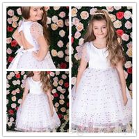Wholesale Ball Gown Pink Tulle Christmas Princess Baby Girl First Birthday Dresses New Designer Kids Princess Flower Girl Dresses