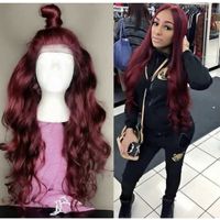 Wholesale Brazilian Human Hair Wigs j Red Virgin Hair Front Lace Wig Bleached Knots Glueless Full Lace Wigs