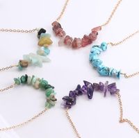 Wholesale New Bohemian Handmade Natural Stone necklace for Women Colorful Gold Copper Wire necklace Fashion Jewelry Gift