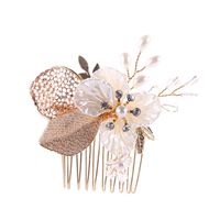 Wholesale Bride Flower Hair Comb Wedding Ornaments Pearl Small Combs Gold Hairpins Prom Jewelry