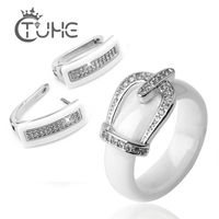Wholesale health material jewelry for women classic crystal crown bride jewellery engagement stud earrings rings wedding sets