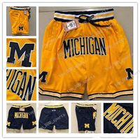Wholesale NCAA Hip Hop Motion Wind Michigan Shorts Net College Basketball Shorts Lightweight breathable Sports Casual Pocket Pants Wolverines Shorts