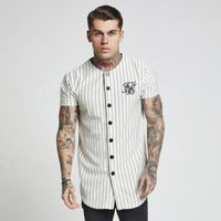 Wholesale Fashion Summer Men Streetwear Hip Hop T shirts Sik Silk Embroidered Baseball Jersey Striped Shirt Men Brand Clothing Y19060601
