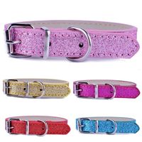 Wholesale pu leather cat collars adjustable buckle collar for small dogs pink red gold blue colors puppy pet dog supplies