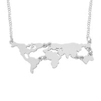 Wholesale Fashion Globe World Map Pendant Necklace Hollow Irregular Geometric Metal Necklace Teacher Student Graduation Gift Earth Jewelry