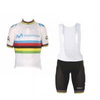 Wholesale 2020 world Valverde rainbow cycling jersey kits breathable racing bike cloth Ropa Ciclismo maillot GEL PAD