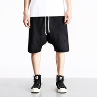 Wholesale Hi street Summer Mens Drop Crotch Shorts Baggy Loose Hip Hop Black Men Urban Clothes Joggers Harem Shorts With Zipper For Male