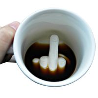 Wholesale Creative Design White Middle Finger Mug Novelty Style Mixing Coffee Milk Cup Funny Ceramic Mug ml Capacity Water Cup