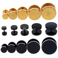 Boucles doreilles Homme Acier Inoxydable Jauge doreille Faux Cheater Fake 1 Paire 8-12MM Noir Bouchon doreille Faux
