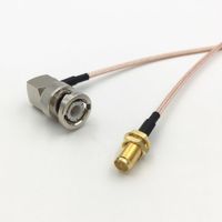 Wholesale 90 Degree Right Angle BNC Male Jack to RP SMA Female Plug BNC SMA RG316 RF Coaxial Cable Connector