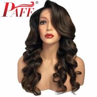 Wholesale PAFF Glueless Lace Frontal Human Hair Wigs Brazilian Remy Hair Lace Wigs Body Wave With Side Bangs