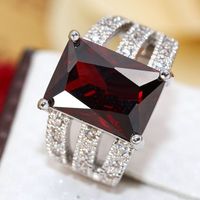 Wholesale Luxury Big Wine Red Zircon Wedding Female Rings Accessories Jewel Ring Fashion Jewelry Engagement Lover Birthday Couple Party Gifts