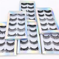 Wholesale Hot selling best price Pair Natural Thick synthetic Eye Lashes Makeup Handmade Fake Cross False Eyelashes with Holographic Box
