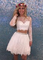 Wholesale Little White Two Piece Short Homecoming Dresses A Line Lace Juniors Sweet Graduation Cocktail Gowns Party Dress Plus Size Custom Made