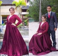 Wholesale New burgundy sexiest y Celebrity Dress Jewel beads Satin pregnant A line prom dresses red designer long sleeves modest Evening Wear
