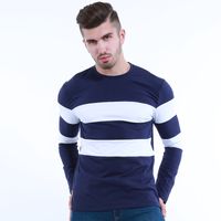 Wholesale Spandex New Autumn Winter Mens Long Sleeve T Shirt O Neck Striped T Shirt for Men Mens Clothing Size M XL
