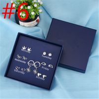 Wholesale New Silver Pin European And American Style Earrings Set A Week Earrings Gift Box Creative Birthday Gift For Girlfriend s Preferred Gift