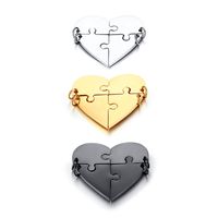 Wholesale Set of Personalized Heart Puzzle Necklace Set in Stainless Steel Custom Name Necklaces Best Friends Forever Jewelry