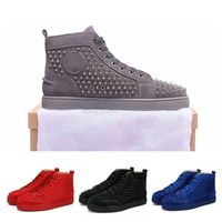 Wholesale 2019 New Designer Red Bottoms Casual Shoes Slip on Roller Boat Mens Women Suede Spike Crystal Leather Sport Sneakers Box Dust Bag