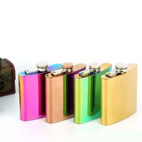 Wholesale Hip Flask Colors oz Flagon Jug Rose Gold Rainbow Colorful Stainless Steel Wine Glass Whiskey Water Bottle Wine Glasses