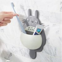 Wholesale Totoro Toothbrush Holder Cartoon Cute Wall Mount Hanging Sucker Rack Toothpaste Holders with Suction Cups Spoon Holder GGA2142
