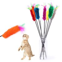 Wholesale Rabbit Furs Pet Cat Toys Cat Teaser Wand Toys Pet Dog Cat Feather Playing Toys with bell elastoplastic products Supplier