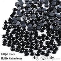 Wholesale Jet Black All Sizes Black Hotfix Rhinestones Flatback Round Crystals DMC Rhinestones Hot Fix Strass DIY Iron On for multiple use