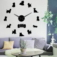 Wholesale West Highland Terrier Westie Dog Breed Long Clock Hand D DIY Wall Clock Puppy Animal Self Adhesive Big Acrylic Time Clock Watch T200104