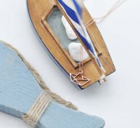 Wholesale 30pcs Lucky Hollow origami small sailboat navigation boat pendant chain necklace geometric sailor Beach collarbone necklace jewelry