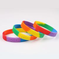 Wholesale Silicone Rainbow Bracelet Gay Pride Bracelet Colorful Bracelet Patchwork Color Charm Bracelets Top Quality