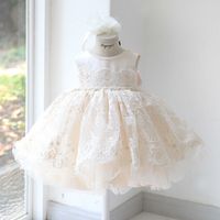 Wholesale Girl s Pageant Dresses cute toddler Sparkle Beauty with Beads Ball gown Satin Lace tutu Little Kid Child birthday dress Flower girls Dress