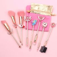 Wholesale Sakura Makeup Brushes Set Cardcaptor Sakura cosmetics brushes magical wand Rose Gold Cosmetic Brushes Cute Pink Bag Face Eyes Lips DHL