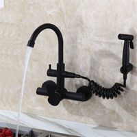 Wholesale Kitchen Sink Faucet Hot Cold Sink Mixer Tap Washing Basin Wall Mounted With Spray Gun Outdoor Faucet Mop Pool Laundry Pool Tap