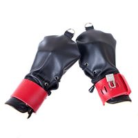Wholesale Black Red Adjustable Lacing Lockable Fingerless Glove BDSM Fist Bondage Hands Restraint Gear Sex Positioning Kit