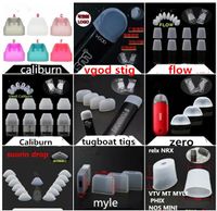 Wholesale Silicone flat testing drip tip disposable Soft Tester pod Vape Pen Mouthpiece cover cap for flow caliburn stig j pod Individual packaging