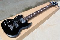 Wholesale 4 strings Semi hollow Black Left handed Electric Bass Guitar with Chrome hardware Rosewood fingerboard offer customize