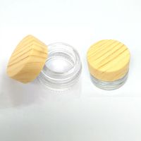Wholesale Clear Glass Bottle Jar Cream Wax Oil Container Plastic Wood Grain Lid Glass Jars Tank Cosmetic Containers Glass Storage Box Packaging