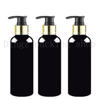 Wholesale 30pcs ml gold collar black pump plastic pet black bottle for cosmetics packaging shampoo lotion container pump