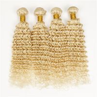 Wholesale Fashionable unprocessed human hair deep wave curly double machine weft virgin peruvian brazilian blonde bundles curly hair weave