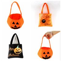 Wholesale Halloween Pumpkin Candy Bag Trick Face Expression Basket Children Gift Handhold Pouch Tote Bag Non woven Pail Props Decoration Toy RRA2084