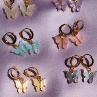 Wholesale 2020 New Fashion Women Butterfly Drop Earrings Animal Sweet Colorful Acrylic Earrings Statement Girls Party Jewelry
