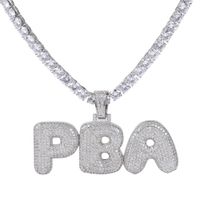 Wholesale A Z Custom Name Letters Name Necklaces Pendant Charm For Men Women Gold Silver Color Cubic Zirconia with Rope Chain Gifts