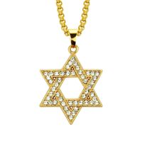 Wholesale Happy Chanukah Good Quality Delicate Jewish Star Pendant Necklace Unisex Hip Hop Choker Necklaces Gold Color Chain Rapper