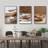 Wholesale Modern Photo Food Drink Waffle Coffee Blueberry Poster Prints Wall Art Canvas Painting Home Decorative Pictures For Dining Room