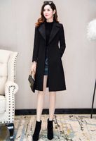 Wholesale 2019 new woolen coat women s mid length knee length fall and winter Korean version of the waist suit collar woolen coat tide